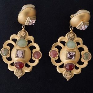 #226 Vintage Natasha Stambouli 24K GP Byzantine Runway Couture Earrings